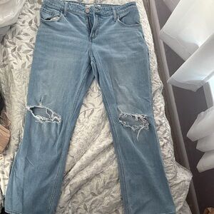 Hollister Women's Light Blue Low Rise Straight Leg Jeans